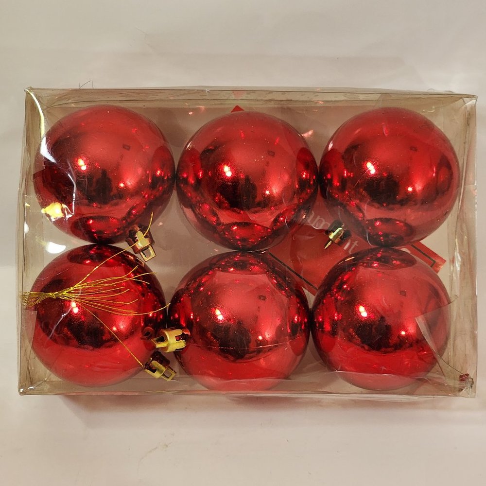 Red 8 cm Red shiny ornament 6 pcs